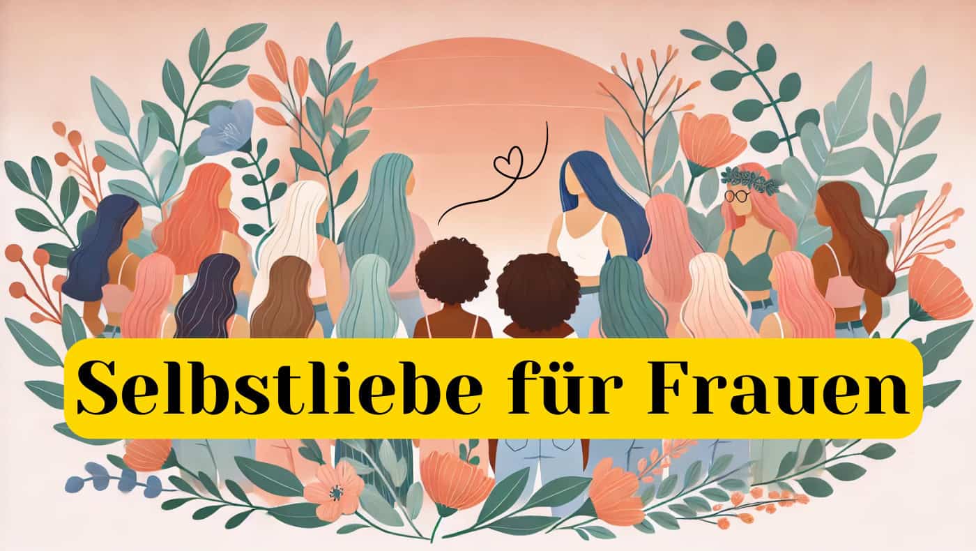 Selbtsliebe Community für Frauen Skool Gruppe von Frauen als Symbolbild für Selbstliebe im gezeichneten Stil